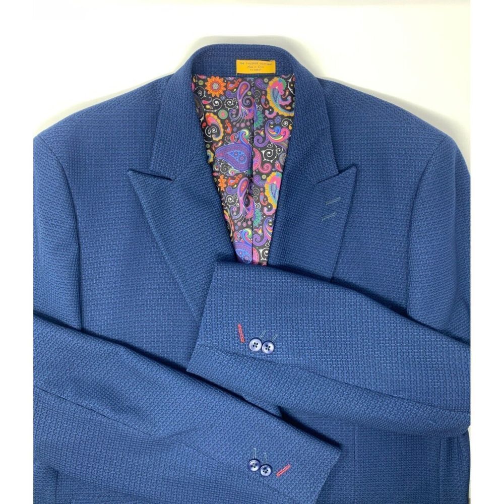 Lanzino Men's Blazer Blue Texture with Colored Flower Lining Size XXL - Picture 2 of 16
